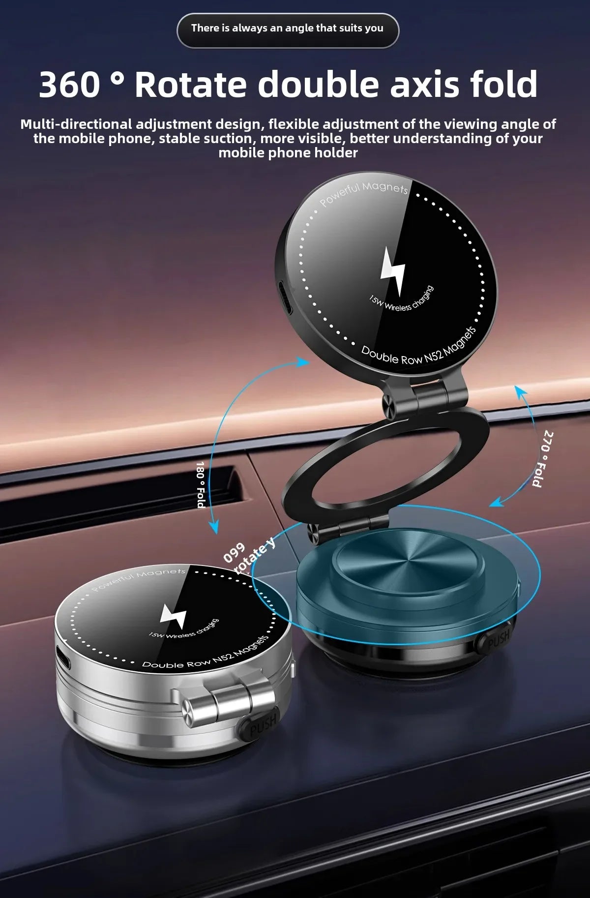 Electric Magnetic Car Phone Holder with Wireless Charger Car Magnetic Suction Cup Bath Shower Car Windshield Dashboard Bracket