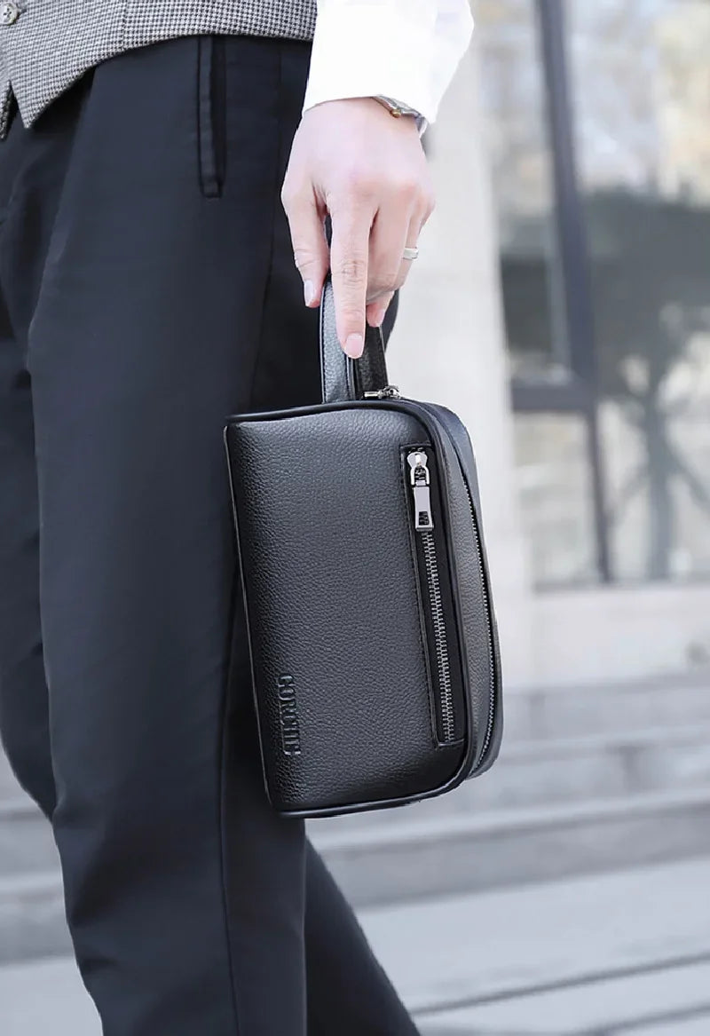 High Quality Genuine Leather Men Clutch Bags Fashion Business Clutches Card Pack Phone Coin Purses Travel Anti-theft Wallet Male