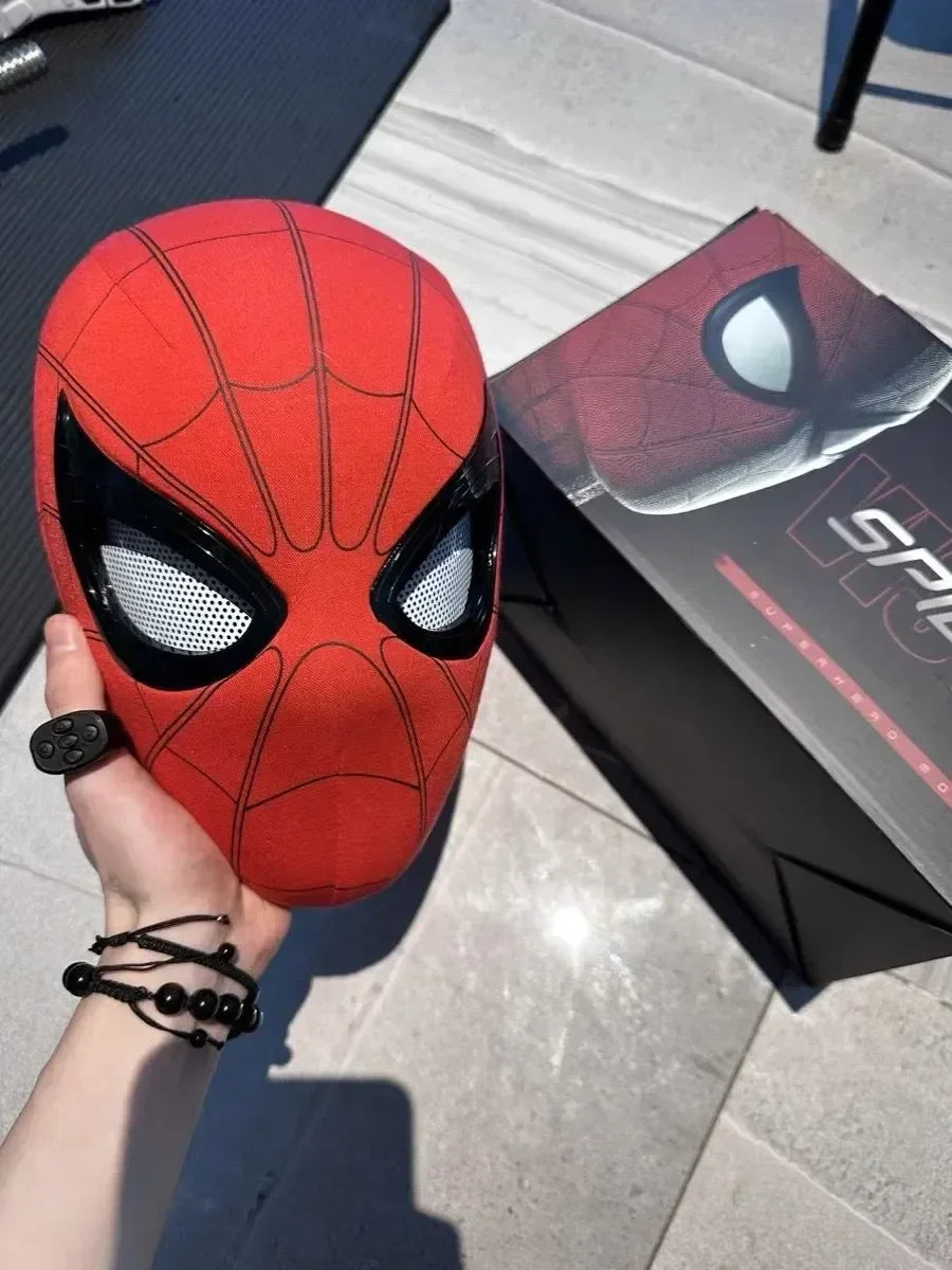 Mascara Spiderman Headgear Mask Cosplay Moving Eyes Electronic Mask Spider Man 1:1 Remote Control Elastic  Adults Kidstoys  Gift
