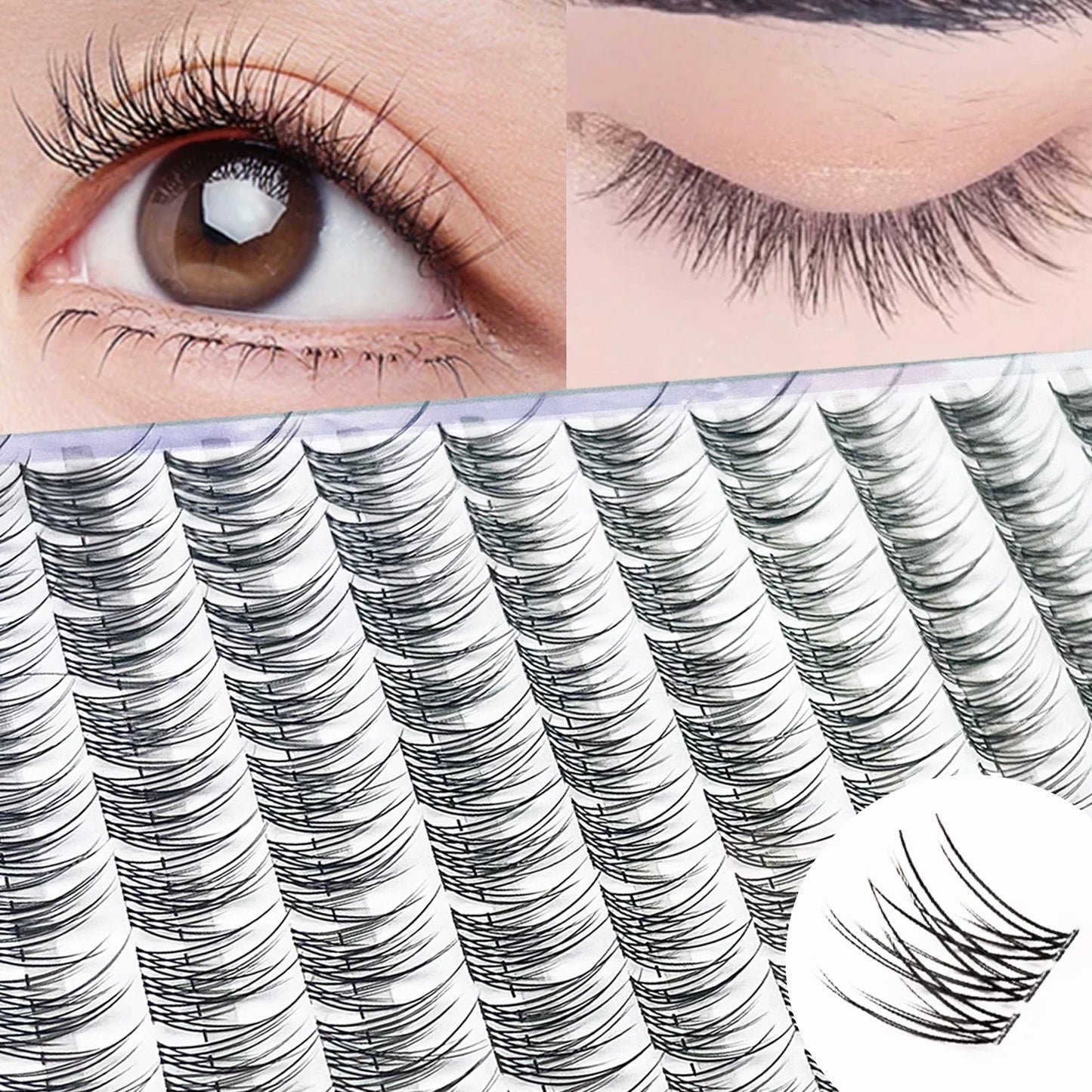 90 Bundles Mink Individual Cluster Lashes 3D Natural Russian Manga Eyelash Extensions DIY Makeup Tool for Women