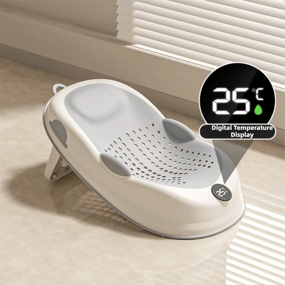 Baby Safety Temperature Sensing Bath Seat Mat Mesh Material Portable Baby Bath Net Easy to Use Comfortable Bath Rack Infant Care