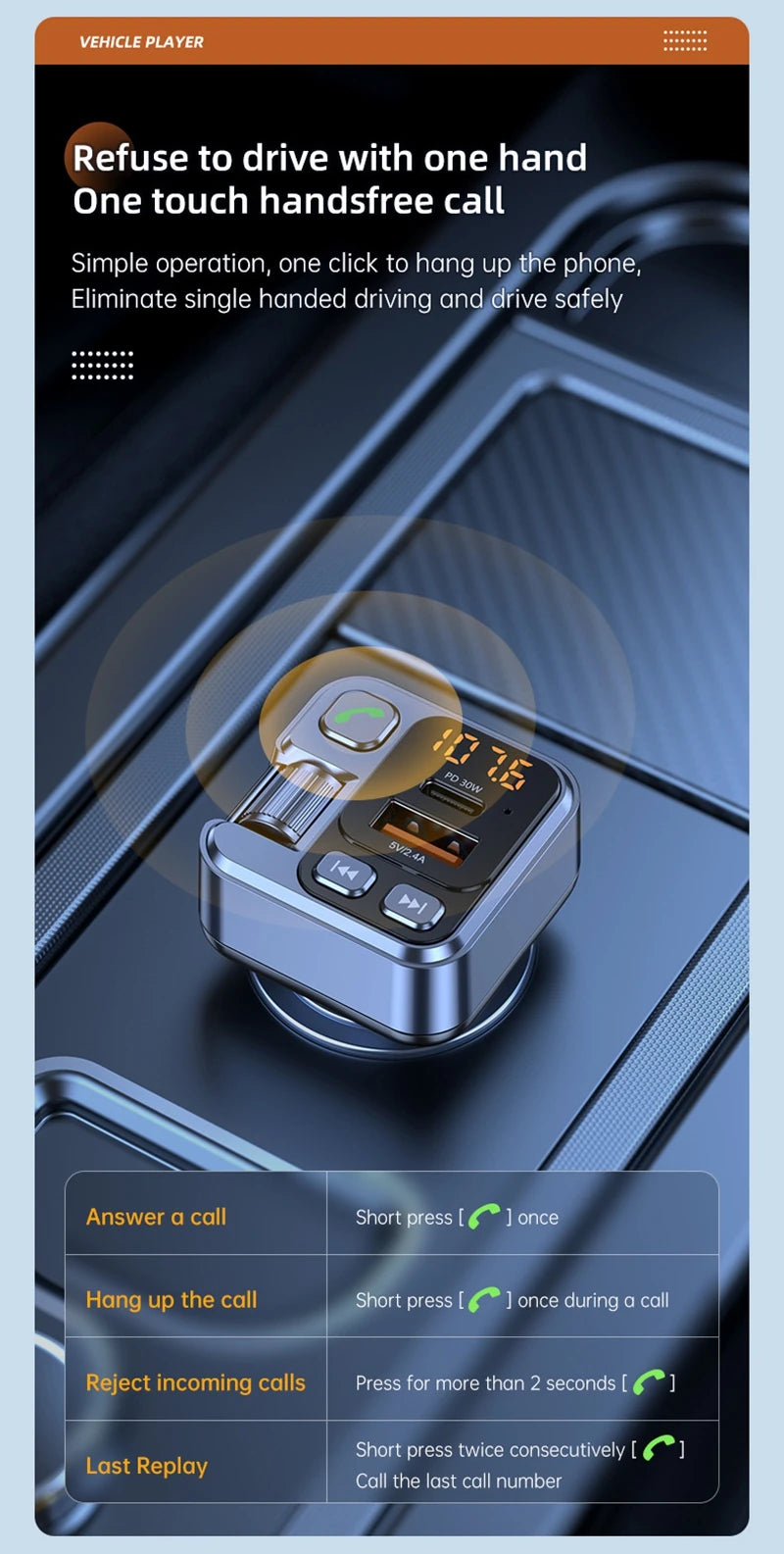 Xiaomi Bluetooth FM Transmitter Car Charger 20W PD USB-C Fast Charger Car Radio with Mic For Wireless Hands Free Call MP3 Player