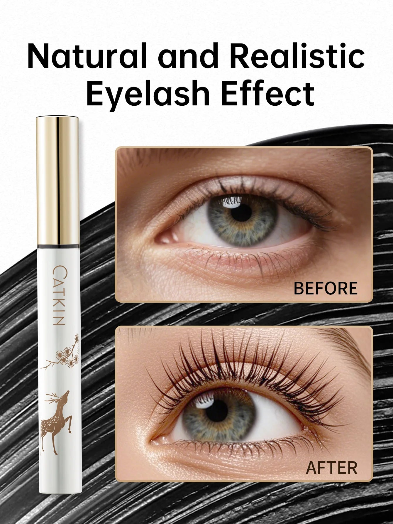 CATKIN Makeup Black Lifting Mascara, Volume and Length Mascara with Waterproof & Long Lasting for sensitive eyes.