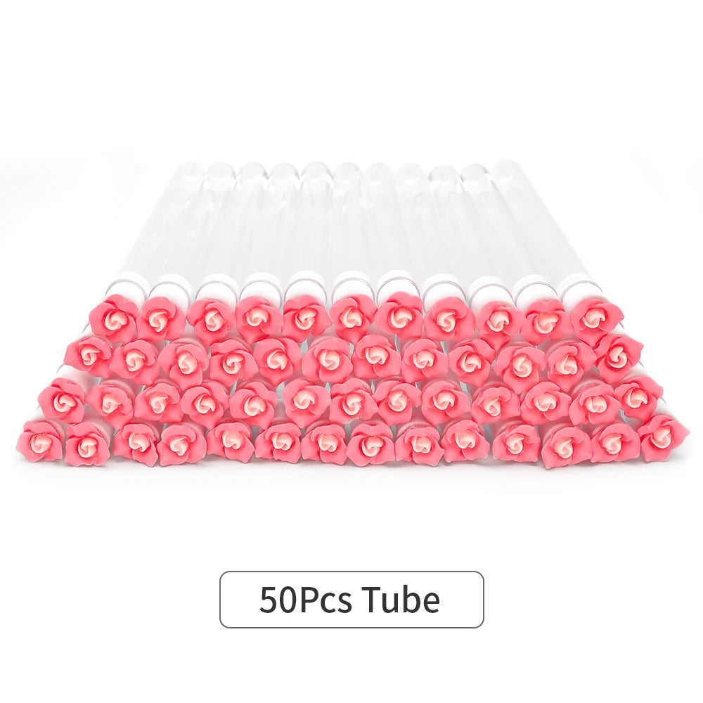 10/50Pcs Flower Eyelash Brush Tube Disposable Mascara Wands Tube Reusable Lash Spoolies Brush Dust-proof Cleaner Storage Tubes