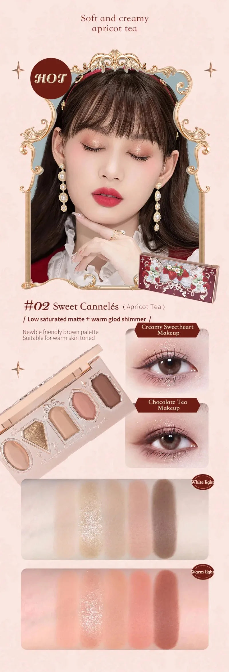 Flower Knows Strawberry Rococo Series Makeup Set Glitter Matte Eyeshadow Palette Blusher Power Velvet Lipstick Kit Perfume Set