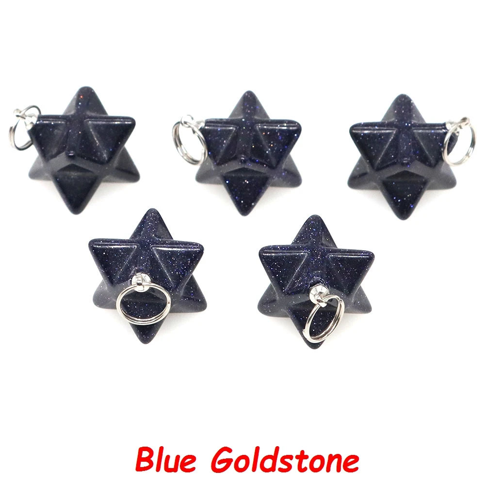 13mm Merkaba Star Pendant Natural Hexagram Stone Necklace Reiki Healing Crystal Wiccan Energy Gemston For DIY Jewelry Home Decor