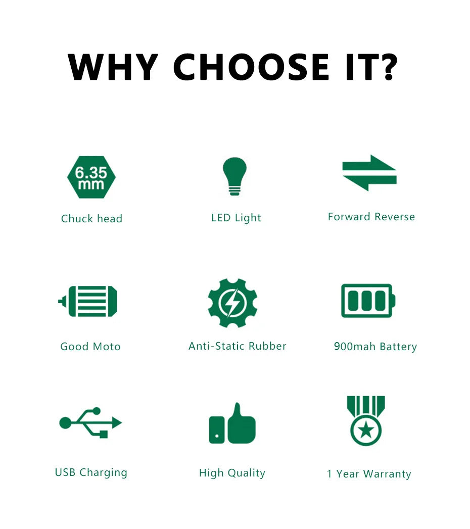 SHENHAOXU Cordless Electric Screwdriver Rechargeable Battery Operated ScrewDriver Drill Tool Set LED Bidirectional Switch Repair