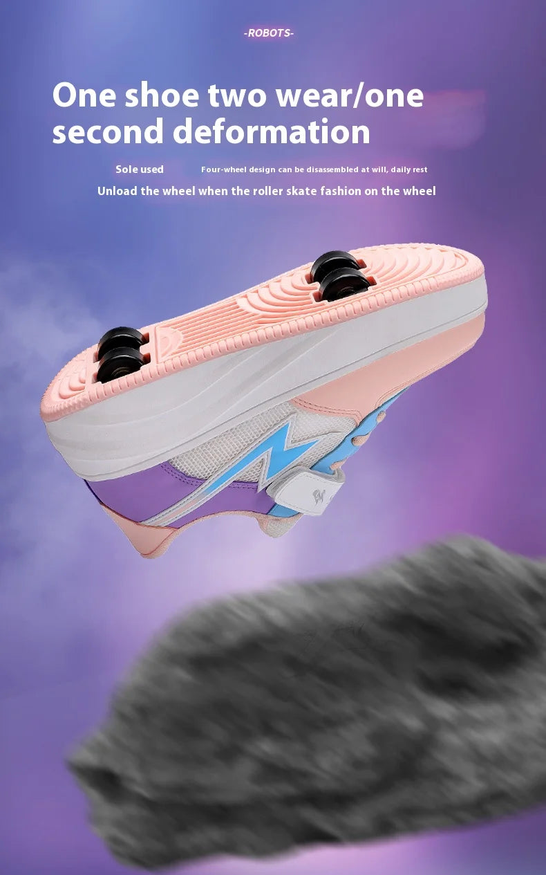 Children's walking shoes Girls 2025 new breathable roller skates boys primary school four wheel roller shoes can walk and slide