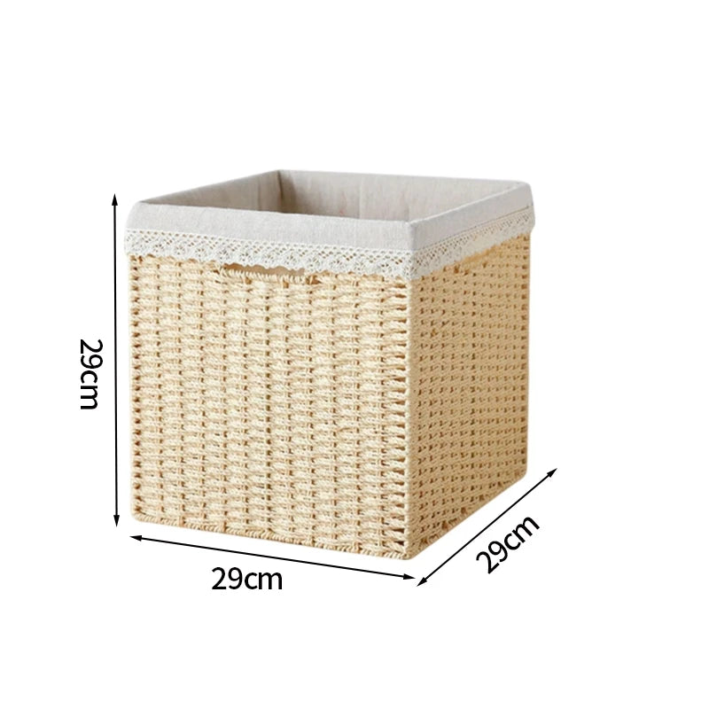 Home Woven Storage Basket Large Capacity Laundry Baskets Sundries Wardrobe Closet Organizer Clothes Toys Decor Panier Rangement