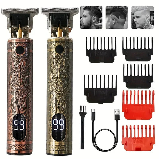 T-Blade Hair Clipper for Barbers - USB Rechargeable, Cordless Design, Precision Beard and Hair Trimming, Professional Engraving