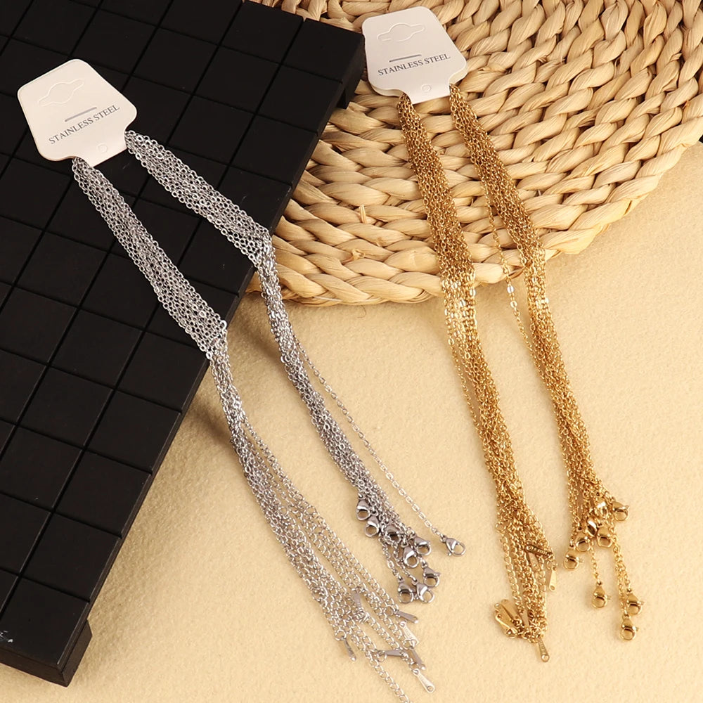 10pcs/lot Bulk Wholesale Stainless Steel Necklace Chain Necklace Choker Chains for DIY Jewelry Making Handmade Accessories