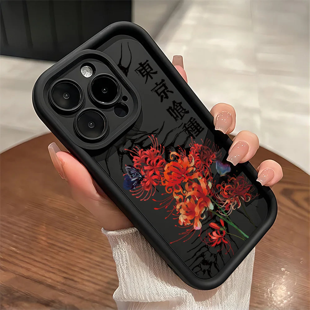 Anime Red Spider Lily T-Tokyo GhoulS Phone Case For IPhone 17 16e 16 15 14 13 12 11 Air Pro Max Mini XR Plus Soft TPU Back Cover