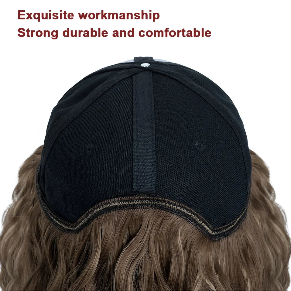 Hat Wig for Women 8''16''Wave Baseball Cap Wig with Curly Hair Extensions Wig Synthetic Wave Wig Hat Adjustable Baseball Hat Wig