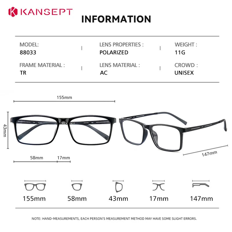 KANSEPT Square Man Glasses Myopia Big Face Glasses for Women Blue Light Lenses to Read Lunette De Lecture Femme Eyeglass Frames