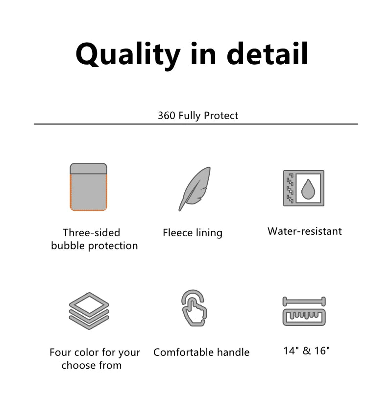 Multi-pockets Laptop Sleeve for MacBook Air 13.6 Handle Laptop Bag for MacBook Pro 14 Shocproof Notebook Bag for MacBook 16.2 M3