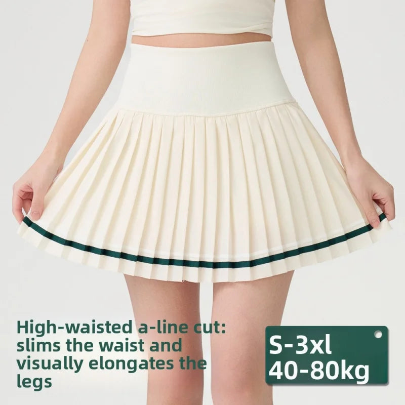 Women's High Waisted Tennis Skirt with Shorts 2-in-1 Quick Dry Yoga Skort Ladies Athletic Gym Running Skirt Summer Activewear