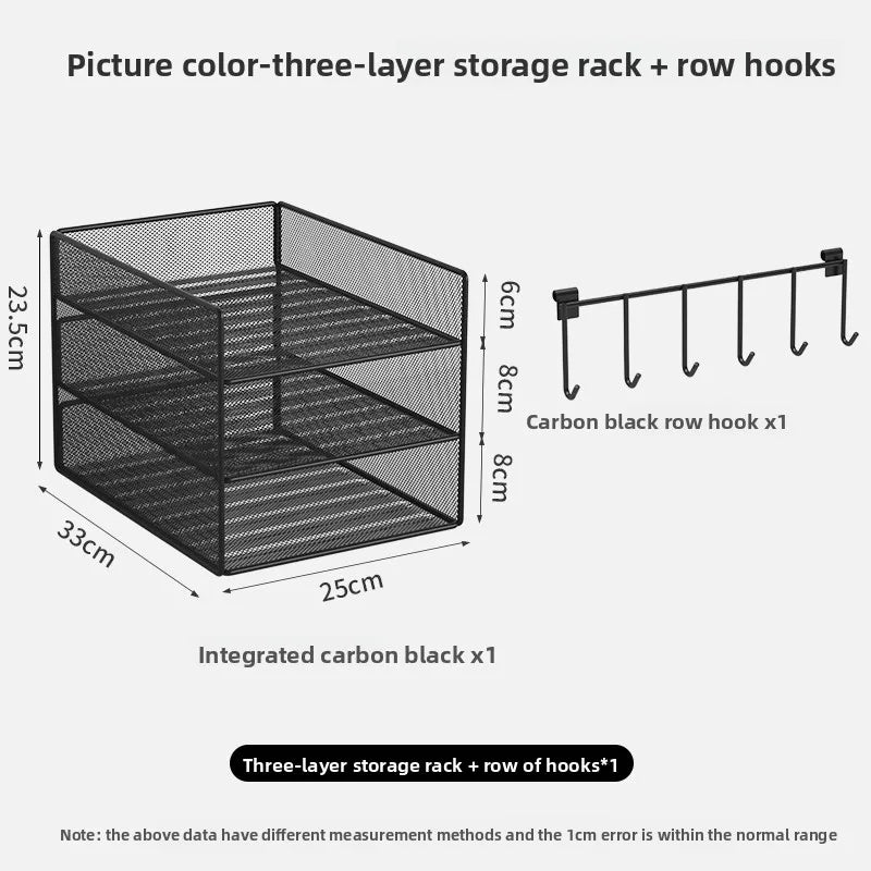 4 Tier Metal Paper Tray Desk Organizer, Stackable File Trays for Office Home, Multi-Functional Document Tray with Grid Design.