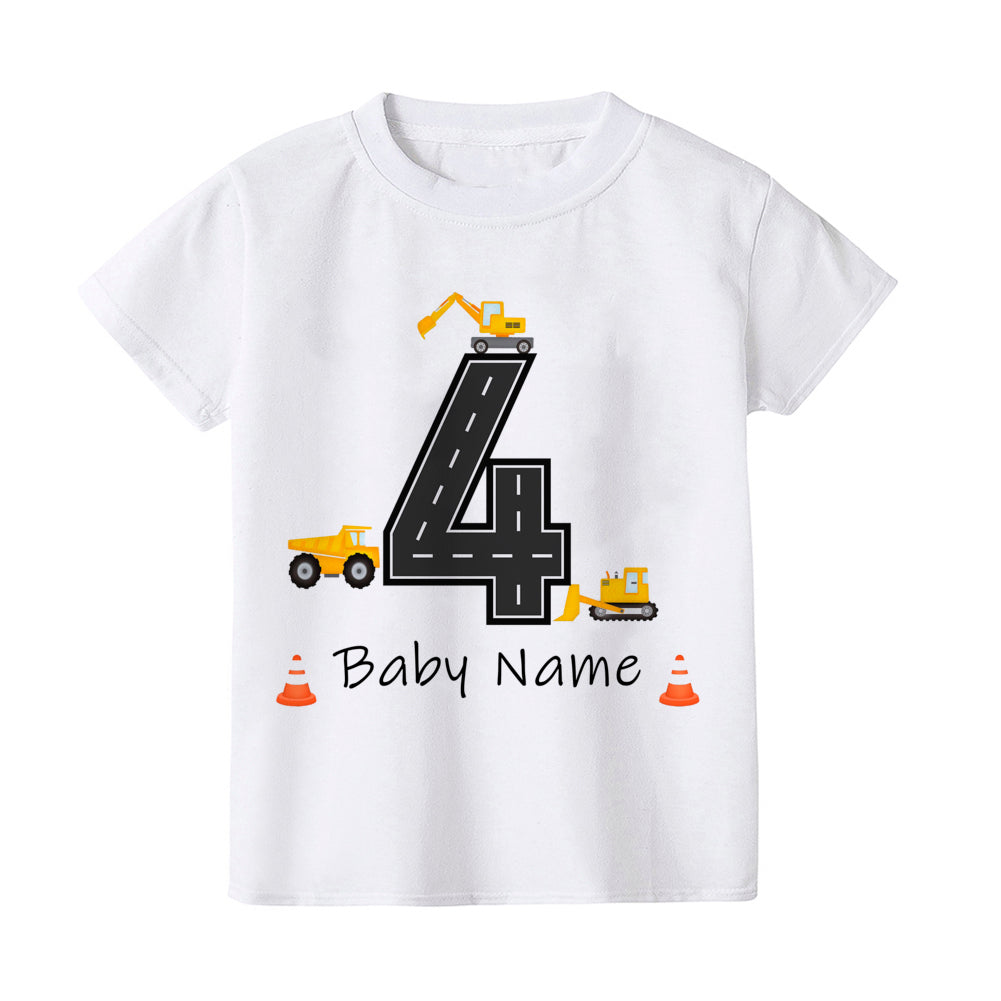 Personalized Construction Birthday Shirt Boy Clothes Custom Name Kid Vehicle Tshirt Kid Birthday Party Gift Children Shirts