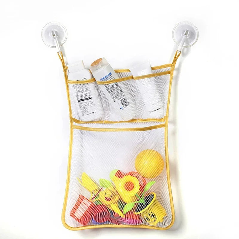 Baby Shower Bath Toys White Baby Kids Toy Storage Mesh with Strong Suction Cups Toy Bag Net Bathroom Organizer for Kids Toddlers
