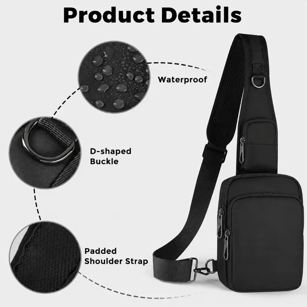 Fashion RFID Blocking Chest Bag Waterproof Anti-Theft Anti-Theft Sling Bag Lightweight Simple Messenger Bag Travel