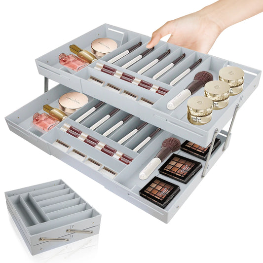 2 Tier Drawer Organizer Multi Level Collapsible Expandable Desk Organizer Trays for Office Supplies, Kitchen Gadgets Utensils