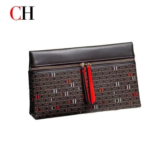 CH Clutch Bag Women Colorful Logo Print Zipper Evening Purse PU Leather Top Flap Handbag For Party Wedding Bolsos