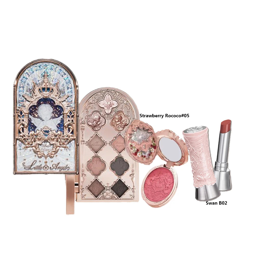 Makeup Flower Knows Set Swan Ballet Series Six Color Eyeshadow Palette Embossed Blusher Shine Lipstick Kit With Bag All In