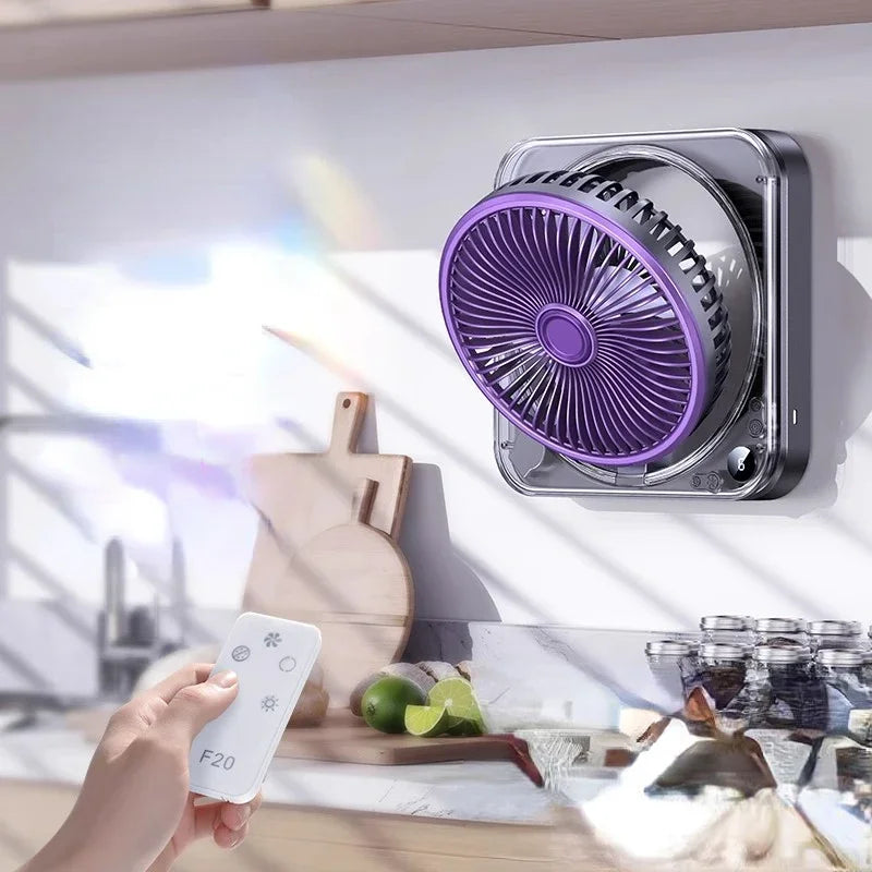 Remote Control Wall Hanging Electric Fan, Kitchen Toilet Special Refrigeration Mini Air Conditioner, Silent Charging Wall Fans
