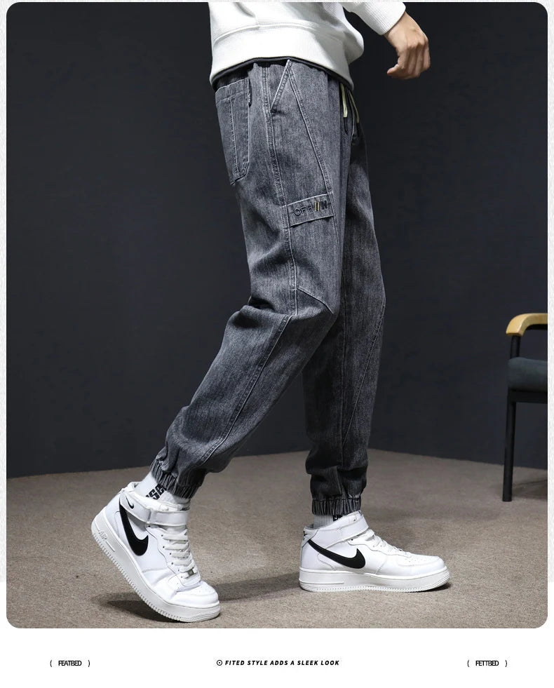 Jeans Men's Fall 2025 New Loose Leg Harem Pants Men's Elastic Waist Casual Pants