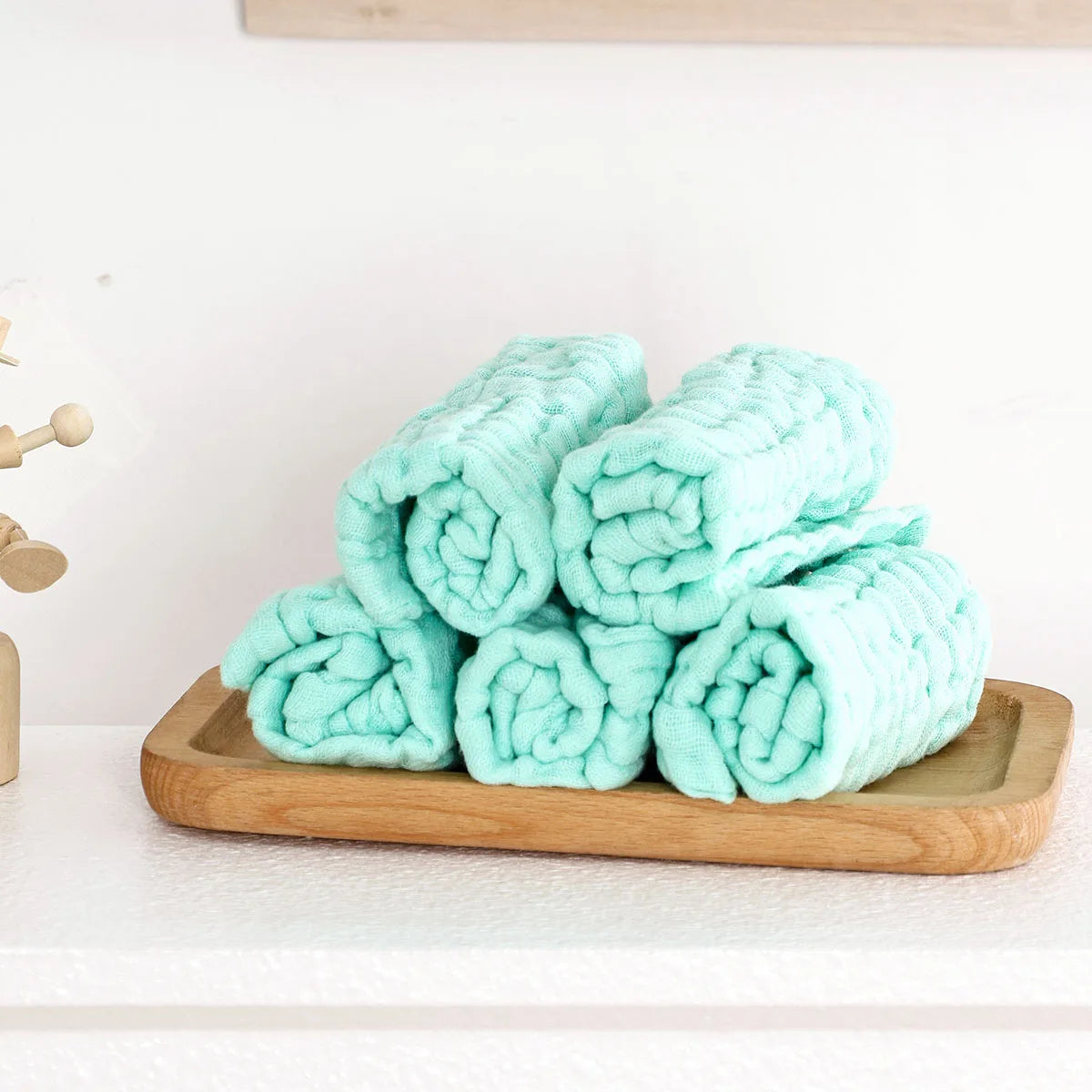 Soft Cotton Gauze 5PCS Baby Face Towel Set Solid Color Burp Cloth Handkerchief Feeding Wash Cloth Wipe