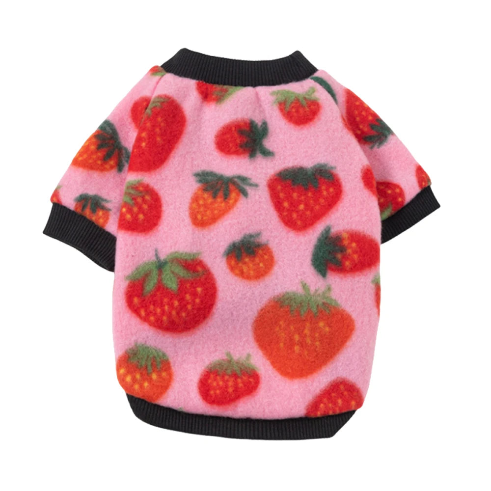 Warm Fleece Pet Pullover Sweater for Cats And Small Dogs Autumn Winter Cat Puppy Clothes Cute Printed Kitten Costume Outfits