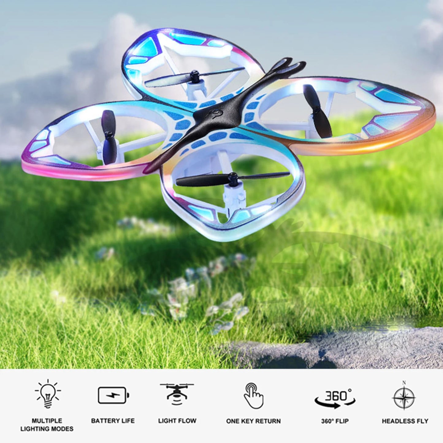 Mini Drone for Kids Remote Control Drone with Colorful Light 3D Flip, Headless Mode, Altitude Hold Ideal gift Toy for Beginners