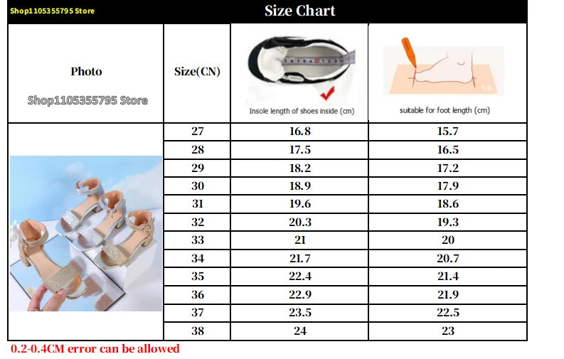 Fashion Children's Summer Sandals Sequins Simple Girls Causal Princess Low-heel Dress Shoes Wedding Party Kids High-top Sandals