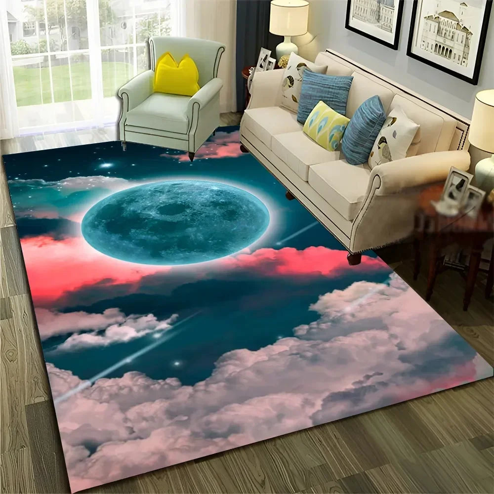 Galaxy Planet Star 3D Universe Space Carpet Rug for Home Living Room Bedroom Sofa Doormat Decor,Kid Area Rug Non-slip Floor Mat