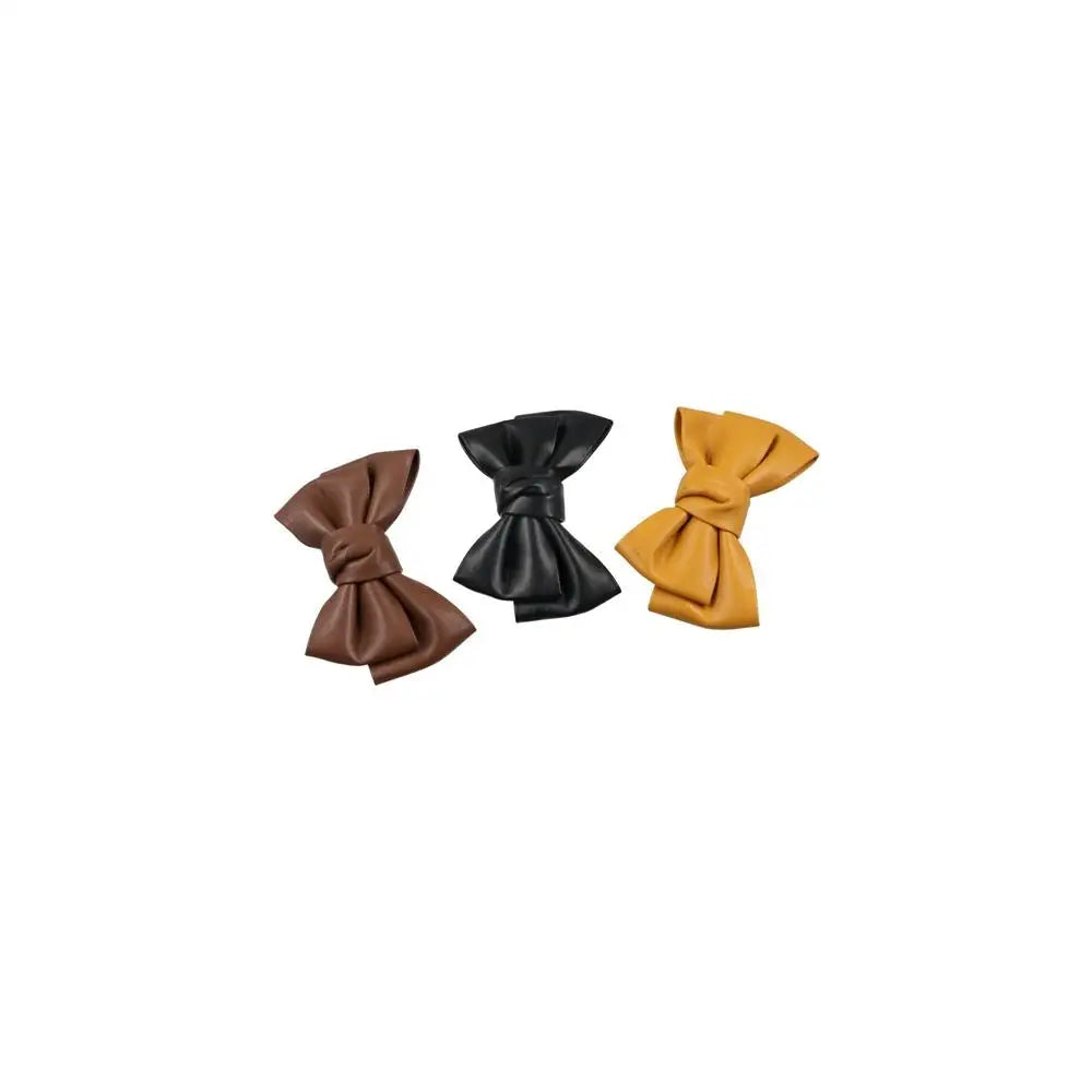 Accessories Hair Ornament Solid Color PU Leather Girls Duckbill Clips Headwear Bow Hairpin Spring Clips Hair Clips