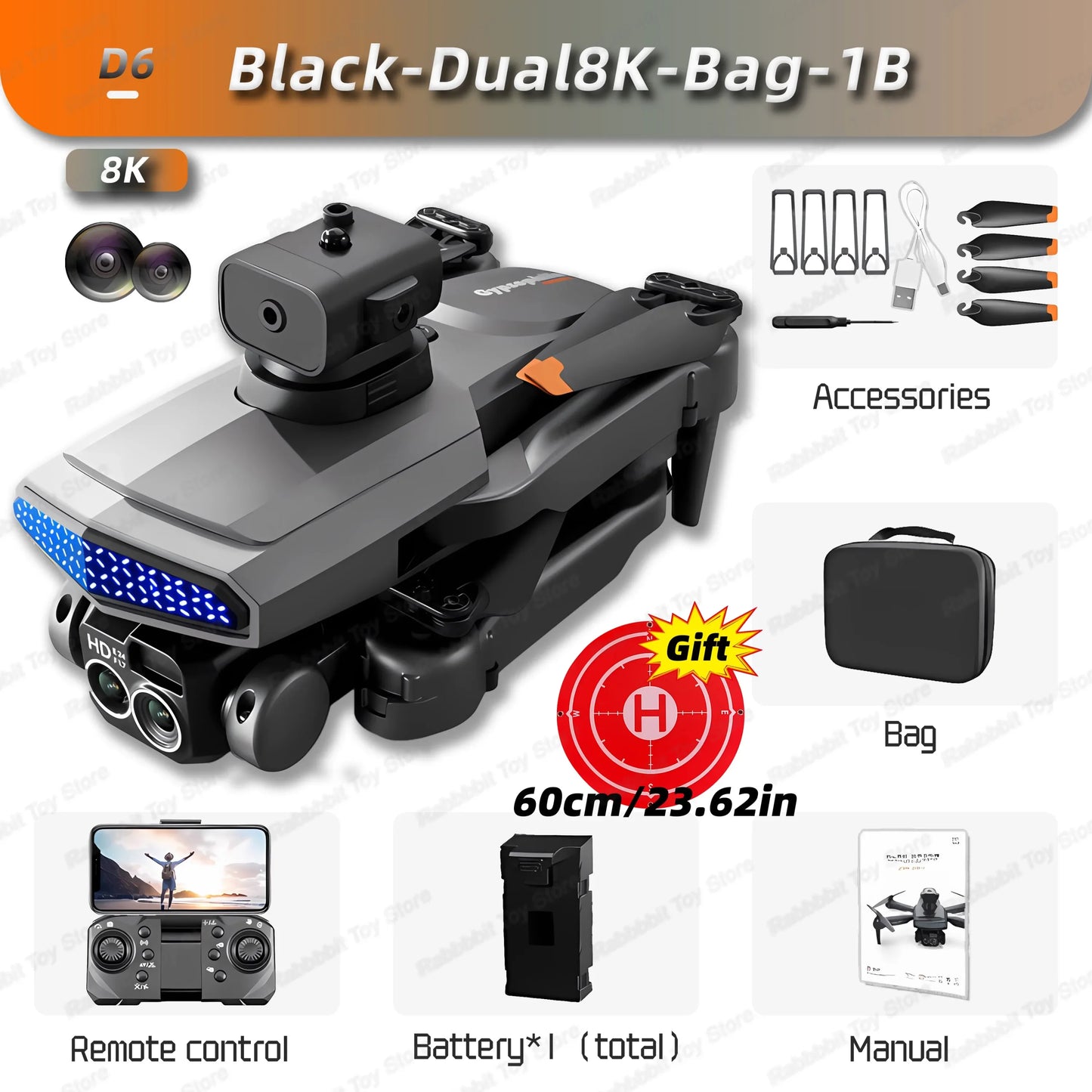 New D6 Mini Drone 4k Profesional 8K HD Camera Obstacle Avoidance Aerial Photography Brushless Foldable Quadcopter Gift Toy 6000M