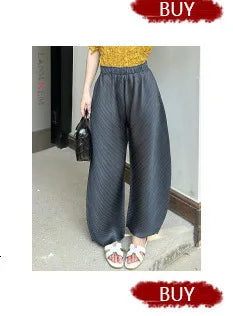 LANMREM patchwork design women's Pleated trousers elastic High Waisted Draped Straight Wide Leg Pants 2025 chic new 2DB3871