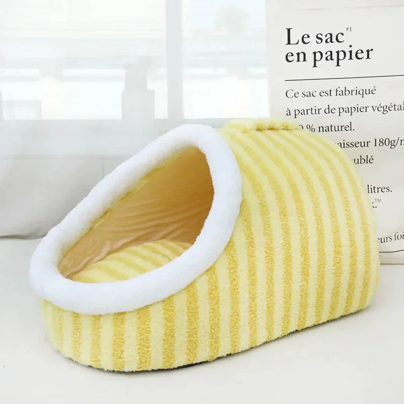 Fashion Warm Thick Sponge Dog Kennel Cat Nest Striped Slipper Design Pet Bed Cozy Comfortable Washable Pet Sleeping Mat