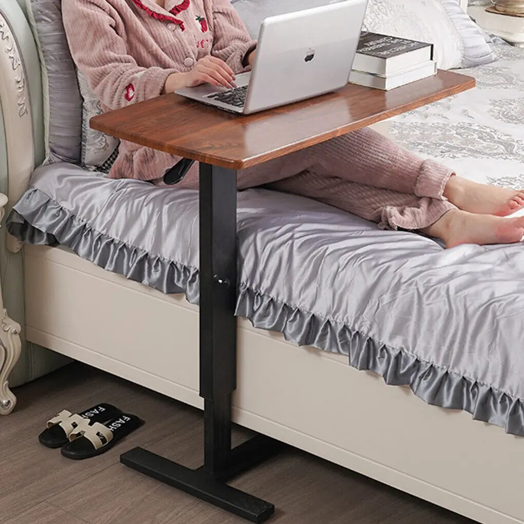 LUVODI Height Adjustable Mobile Over Bed Bedside Laptop Desk with Hidden Wheels Rolling Sofa Side Table