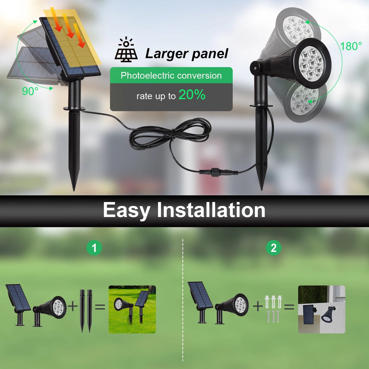 T-SUN 7LEDS Solar Spotlight IP65 Waterproof Solar Garden Light Solar Wall Light Solar Light With Fixed Color Solar Lamp Outdoor