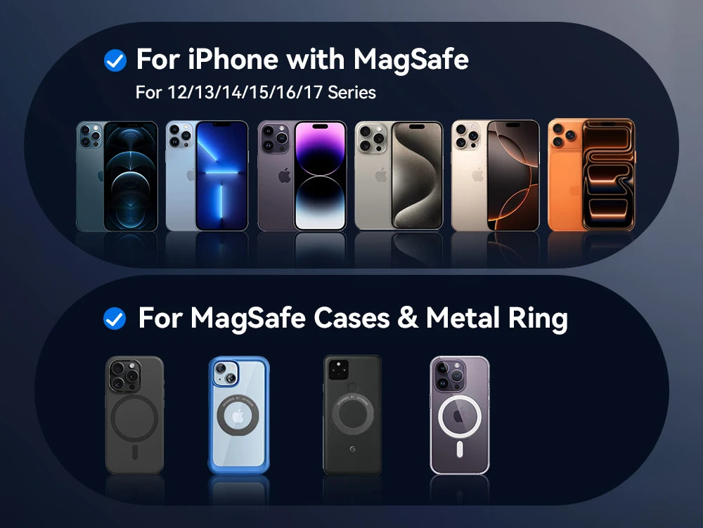 Joyroom Magnetic Car Mount Charger Vacuum Gel 2-in-1 Strong Suction Magnetic 15W Car Phone Holder Charger for iPhone 17 16 15 14