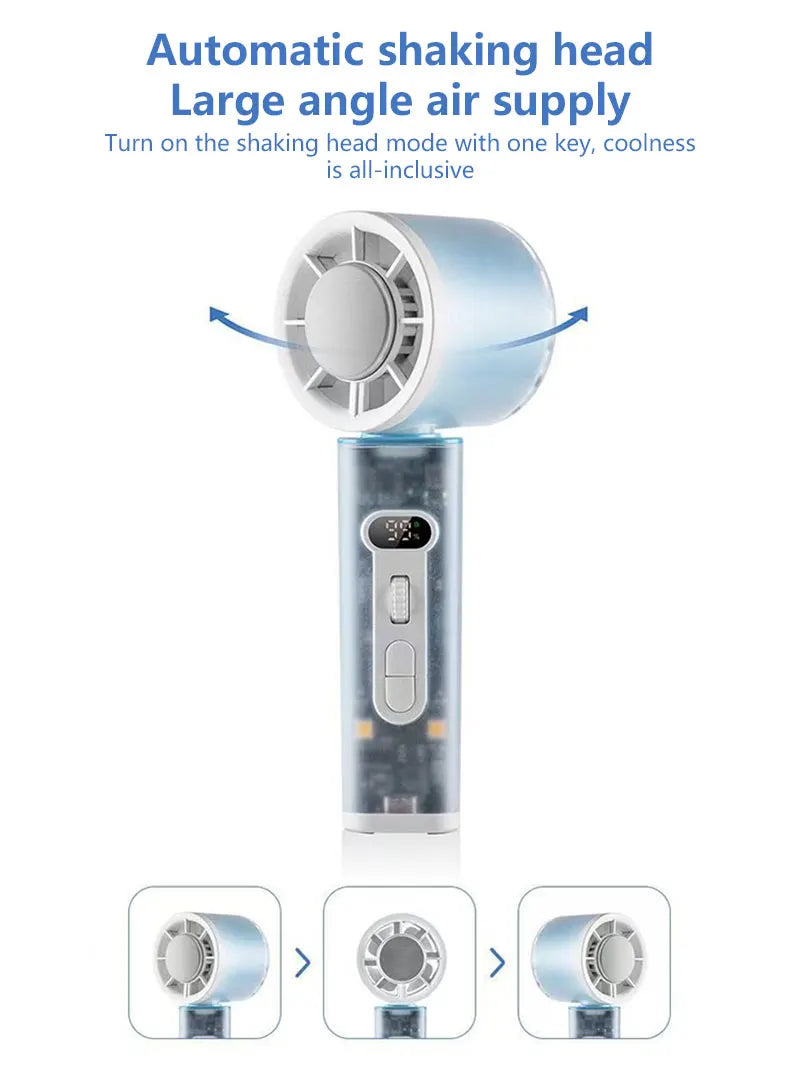 Lenovo Handheld Mini Fan Electric Hand Fans Ice Compress High-Speed Cooling USBRechargeable Portable LED Digital Display