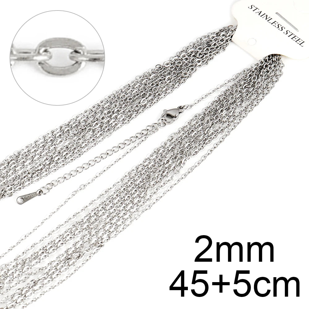 10pcs/lot Bulk Wholesale Stainless Steel Necklace Chain Necklace Choker Chains for DIY Jewelry Making Handmade Accessories