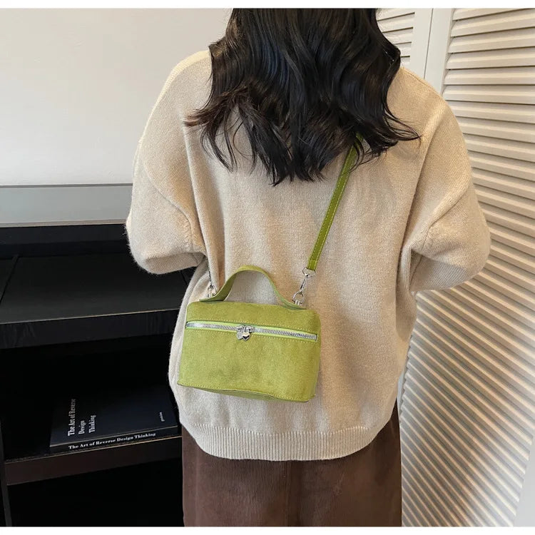 Luxury Suede Versatile Shoulder Bag  Purse Fall Winter Retro Matte Crossbody Handle Bag for Women Texture Simple Satchels Bag