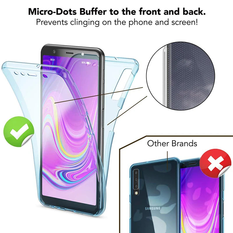 360 Double Silicone Phone Case For Samsung A5 A6 A7 A8 A9 2018 Plus A10 A20E A30 A40S A50 A60 A70 A51 A71 A81 A91 Cover Cases