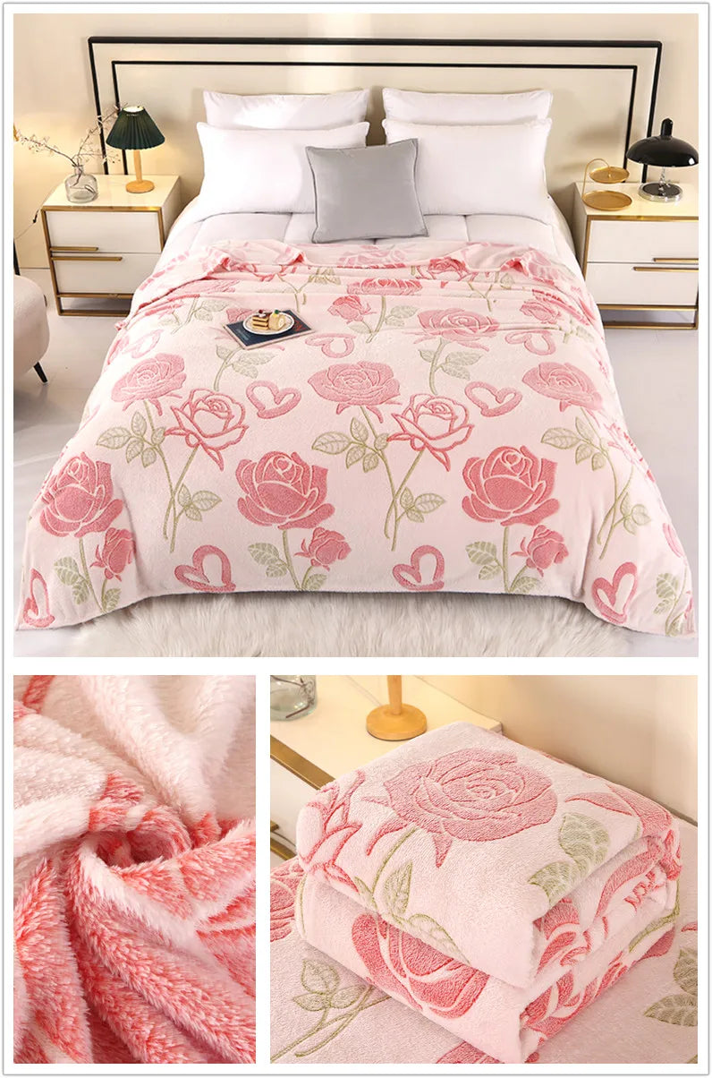 1pc Floral Style Warm Bedspread Fleece Blanket Plaid Travel Shawl Sofa Nap Blanket Home Bedsheet Manta 70X100cm Suitable For Pet