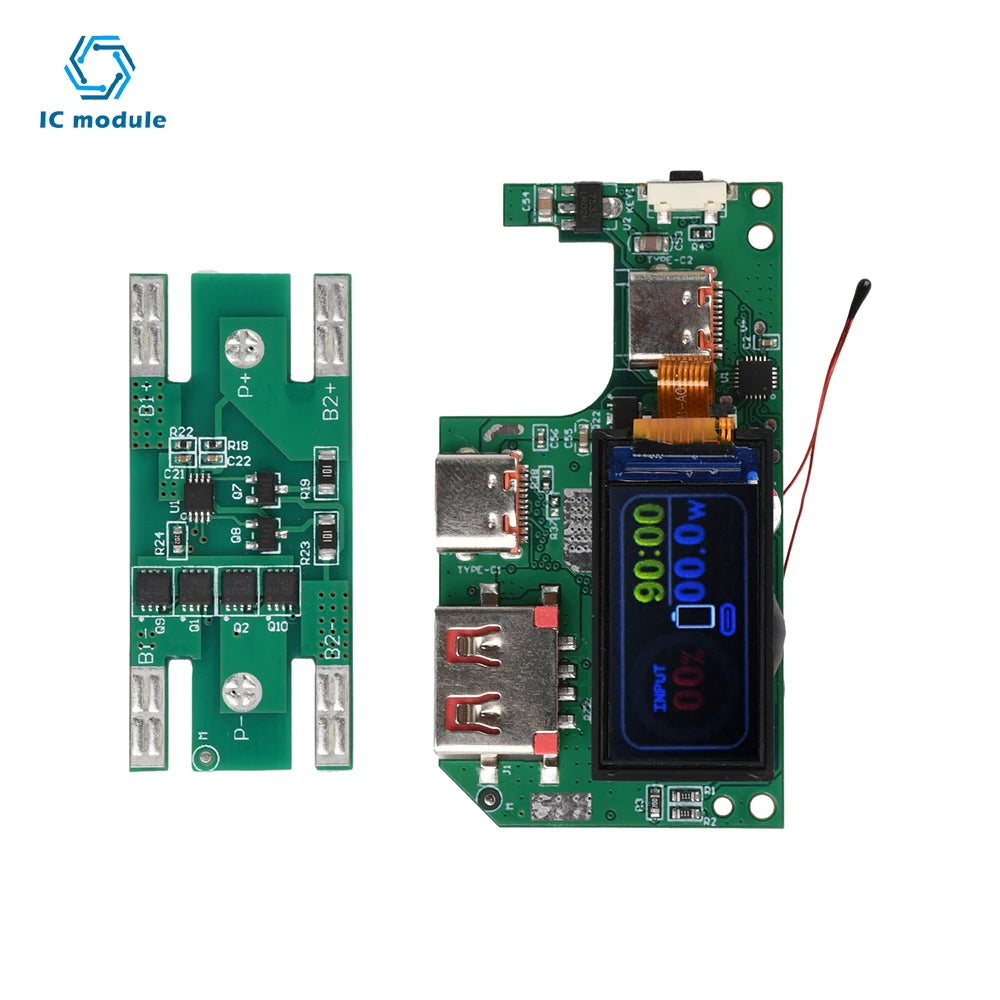 45W 2S 65W 3S Fast Charging Module with TFT Display PD QC Compatible DIY Power Bank Circuit Board for Portable Chargers