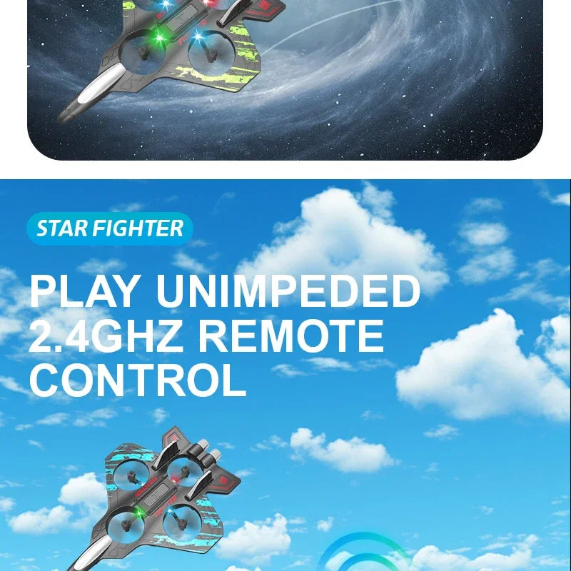 RC Fighter Airplane Mini Drone Remote Control Jet Plane Stunt Drone for Adults & Kids Toy with Light