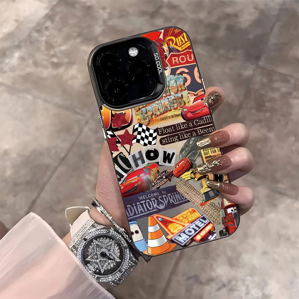 HOT Cars L-Lightning M-McQueen Phone Case For iPhone 17 16 15 14 13 12 11 mini Pro Max X XR Air Plus Anti Fall Matte Back Cover