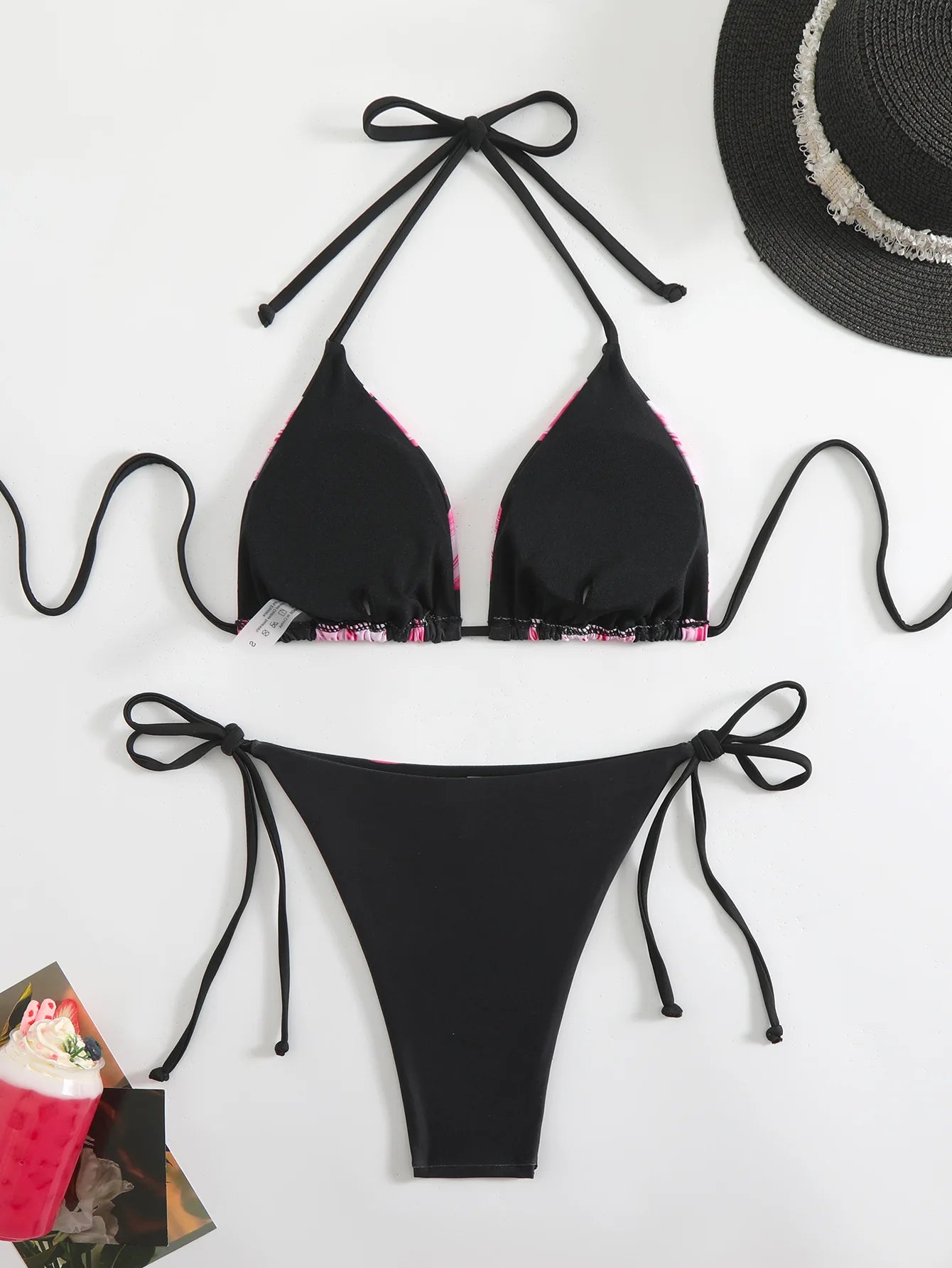 Sexy Bikini Retro Print Tropical Skirted Three-Piece Beachwear Strapless Strap-On Swimsuit Female Adult High Elasticity Backless